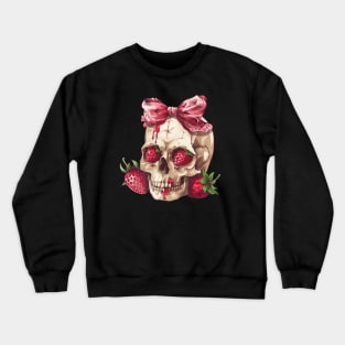 Coquette Strawberry Skull Crewneck Sweatshirt